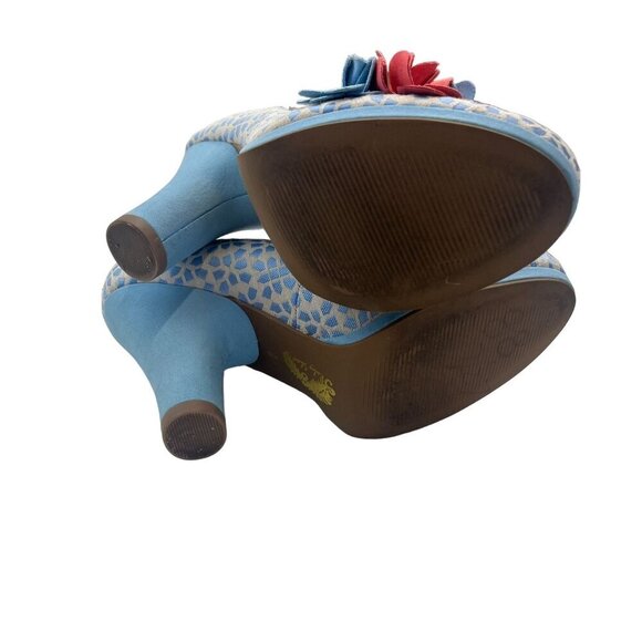 Ruby Shoo Pumps Funky Floral Embellished Heels Ladies size 6 Blue Cottage Core - Picture 4 of 8